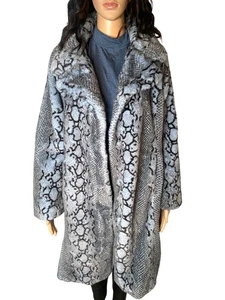Badgley Mischka Blue Mist Bunny Coat Jacket Snakeskin Size XS - Picture 1 of 8