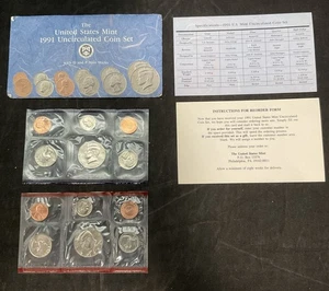 Juego de monedas sin circular 1991 P&D The United States Mint con papel Stk#12@4 - Imagen 1 de 5