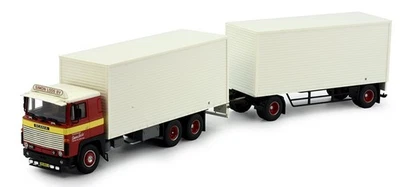 TEKNO, SCANIA 141 camion rettilineo 6x4 con rimorchio 2 assi SIMON LOOS, 1/50... - Immagine 1 di 4
