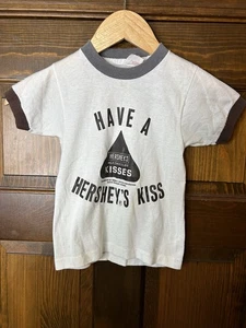 VINTAGE Kids 80’s Hershey Kiss Ringer Shirt Size 4/5 11x16 - Picture 1 of 3