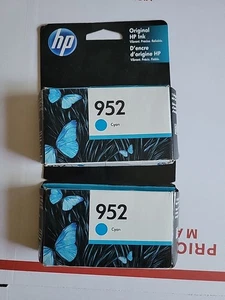 2-HP 952 Cyan Ink Boxes OEM Los49an - Afbeelding 1 van 5