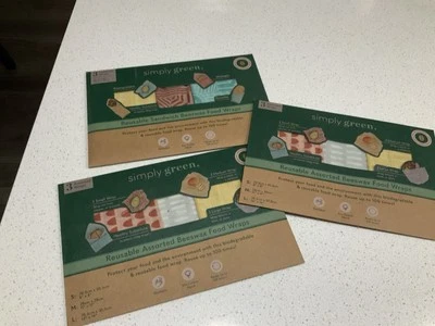 Simply grab Lot of 3: 3 Pack of Reusable Organic Beeswax Food Wraps (S, M & L) - Image 1 of 4