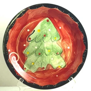 Plato de árbol de Navidad Studio 33 pintado a mano 11" con bordes elevados - Imagen 1 de 9