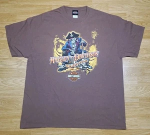 Harley Davidson Shirt Mens Size 2XL Brown Nassau Bahamas Blackbeards Revenge - Picture 1 of 5