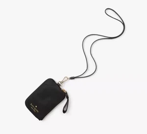 KATE SPADE Chelsea Black Card Case Lanyard ID Multi Zip Card Case - Picture 1 of 4