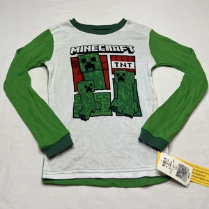 T-shirt manica lunga ragazzo Minecraft verde e bianca taglia 10 maglietta Minecraft  - Foto 1 di 9