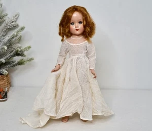 Vintage 1950er R&B Arranbee Nanette Nancy Puppe weißes Kleid blaue Augen rot blond 17 Zoll - Bild 1 von 23