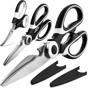 Kitchen Scissors All Purpose 3 Pack - Heavy Duty Stainless Steel Cooking Shears - Foto 1 di 12