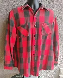 Vintage Rugged Wear Mens Heavy Cotton Plaid Flannel Button-up Shirt, L - Picture 1 of 4