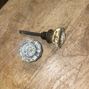 Vintage 2 crystal/glass brass door knobs - Picture 1 of 4