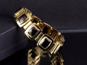 Attraente bracciale rodolite circa 50 ct 123,7 g oro giallo 750/- - Foto 1 di 7