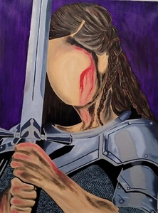 Woman Warrior Christian oil painting "Armor of God: Ephesians 6" original 18x24 - Picture 1 of 5