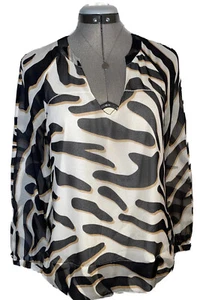 Diane von Furstenberg V-Ausschnitt Pullover Seide Top Größe O (XS) über Brustumfang 18" - Bild 1 von 12