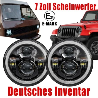 7 Zoll LED Scheinwerfer für Jeep Wrangler VW Transporter T25 T3 Land-Rover 90 - Bild 1 von 4