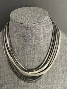 "Collar babero de cadena en capas de múltiples hilos para mujer tono plateado 18"" carrera en capas" - Imagen 1 de 7