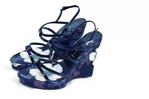 Casadei Damen Keil Blume Stoff-Leder Schuhe US 9 B Made in Italy - Bild 1 von 9