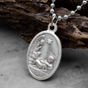 O Infant Jesus Protect Us Prayer Medal Pendant Necklace Italy w 24" Ball Chain - Bild 1 von 6