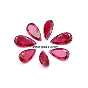 10Pcs Flawless Mozambique Color Red Ruby Pear Shape Lot Loose Gem 6x9 MM 1+Gift - Picture 1 of 9