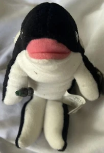 Bolsa de frijoles de ballena blanca negra Coca Cola 1998 juguete de felpa del polo norte - Imagen 1 de 3