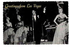 Greetings from Las Vegas•Ronald Reagan on Stage•Scalloped edge POSTCARD Vintage - Picture 1 of 1