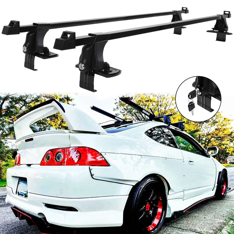 54" Top Roof Rack Cross Bar Luggage Carrier w/Lock Black For Acura RSX 2002-2006 - Imagem 1 de 4
