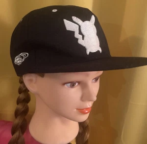Pokeman Pikachu Snapback Embroidered Black and White Ball Cap Adjustable - Picture 1 of 4