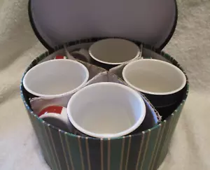 Holiday Ornaments~Set of 4 Mugs~Andrea Mistretta~#1590~Original Round Box - Picture 1 of 19