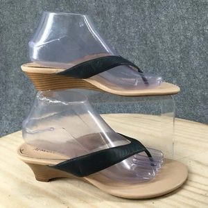 Aerosoles Sandals Womens 8.5 M Thong Weddge Blue Leather Open Toe Casual Comfort - Picture 1 of 18
