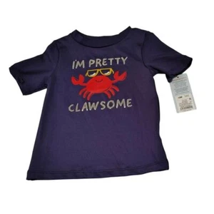 Cat & Jack Cute Navy Blue 'I'm Pretty Clawsome' Crab Graphic T-Shirt Size 12M - Picture 1 of 8