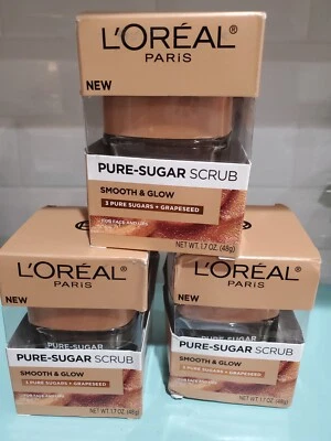 L'OREAL Face & Lip Pure Sugar Scrub Smooth & Glow 3 Pure Sugars Grapeseed (3) - Image 1 of 4