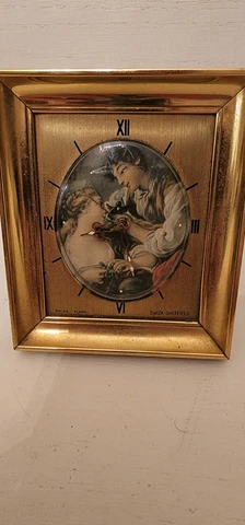 Vintage Swiss Mechanical Desk / Travel Clock 8 Day SWIZA ROMANTIC SCENE ,WORKING Cover