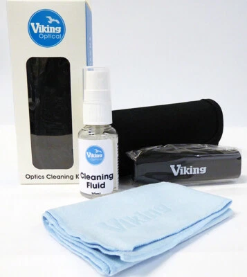 Viking Binocular Lens Cleaning Kit including 30ml Fluid, Cloth, Brush & Pouch UK - Image 1 of 4