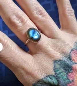 925 Silver Ring / Labradorite Ring / stacking ring / Women's Rings Bands / Tiny - Picture 1 of 12