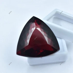 93.10 Ct Deep Red Garnet Trillion Lab Created CERTIFIED Gemstone Pendant Size - Picture 1 of 12