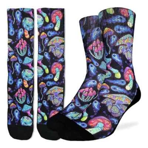 Calcetines activos Trippy Mushrooms para hombre talla 8-13 buena suerte moda nuevos - Imagen 1 de 1