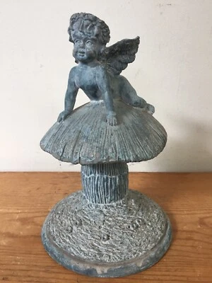 Toadstool Champiñón Querubín Ángel Jardín Guía Decoración Fibra de Vidrio Resina Piedra Acabado Foto 1 de 4