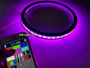 JHB 8"Bluetooth APPControl RGB Color Change LEDs Subwoofer Speaker Rings Light - Picture 1 of 12