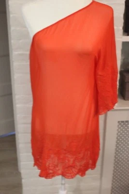 VIN Banana Republic Swimsuit Cover Up One Shoulder with Lace Size M CORAL MINT - Image 1 of 4