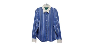 Lauren Ralph Lauren Long Sleeve Shirt Large Womens Blue/white Stripe Button Down - Picture 1 of 5