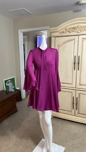 SPORTMAX CODE by MAX MARA FUSCIA EMPIRE WAIST DRESS BELL SLEEVE NWT 6 Stunning - Picture 1 of 16