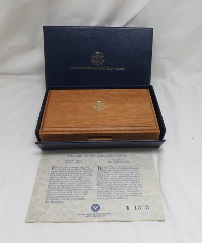 1987 United States Mint Constitution Coins 4 Coin Set - BOX ONLY Cover