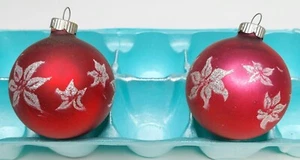 Silber Weihnachtsstern Christbaumschmuck x2 rot Glas Vintage SHINY BRITE USA - Bild 1 von 4