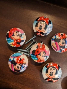 Disney Minnie Mouse hawaiianischer Stil 6 Holzschublade zieht Kommode Schrank Knöpfe - Bild 1 von 2