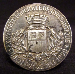 Medaille Dijon 1899 Eidgenössisches Turnfest Bronze versilbert - Bild 1 von 2
