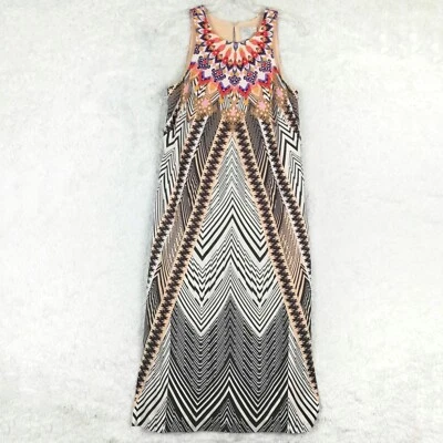 HD In Paris Anthropolgie Womens Dress Silk Midi Solstice Boho Artsy Geometric 4 - Image 1 of 4