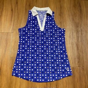 Jofit Top Sleeveless Polka Dot Collared V-Neck Polo Shirt Golf Women's Small - Picture 1 of 9