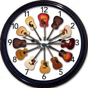 Gitarre Akustik Wanduhr Gitarren Gibson Martin Instrument Musik Musiker Neu - Bild 1 von 1