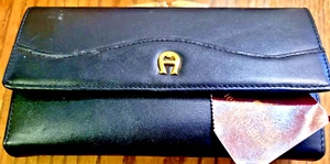 Etienne Aigner Black Checkbook Organizer Women's Clutch Wallet - Picture 1 of 2