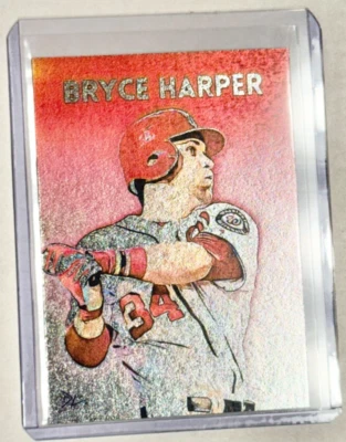 Bryce Harper Platinum Plated Artist Signed "Washington Nationals" Card 1/1 - Image 1 of 2