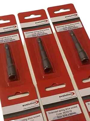 3 x Evolution Stainless Screws Hexagonal Extended Tek Bits Spring Drive Socket